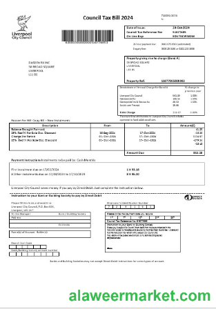United Kingdom Liverpool City Council taxbusiness utility bill template in Word formats